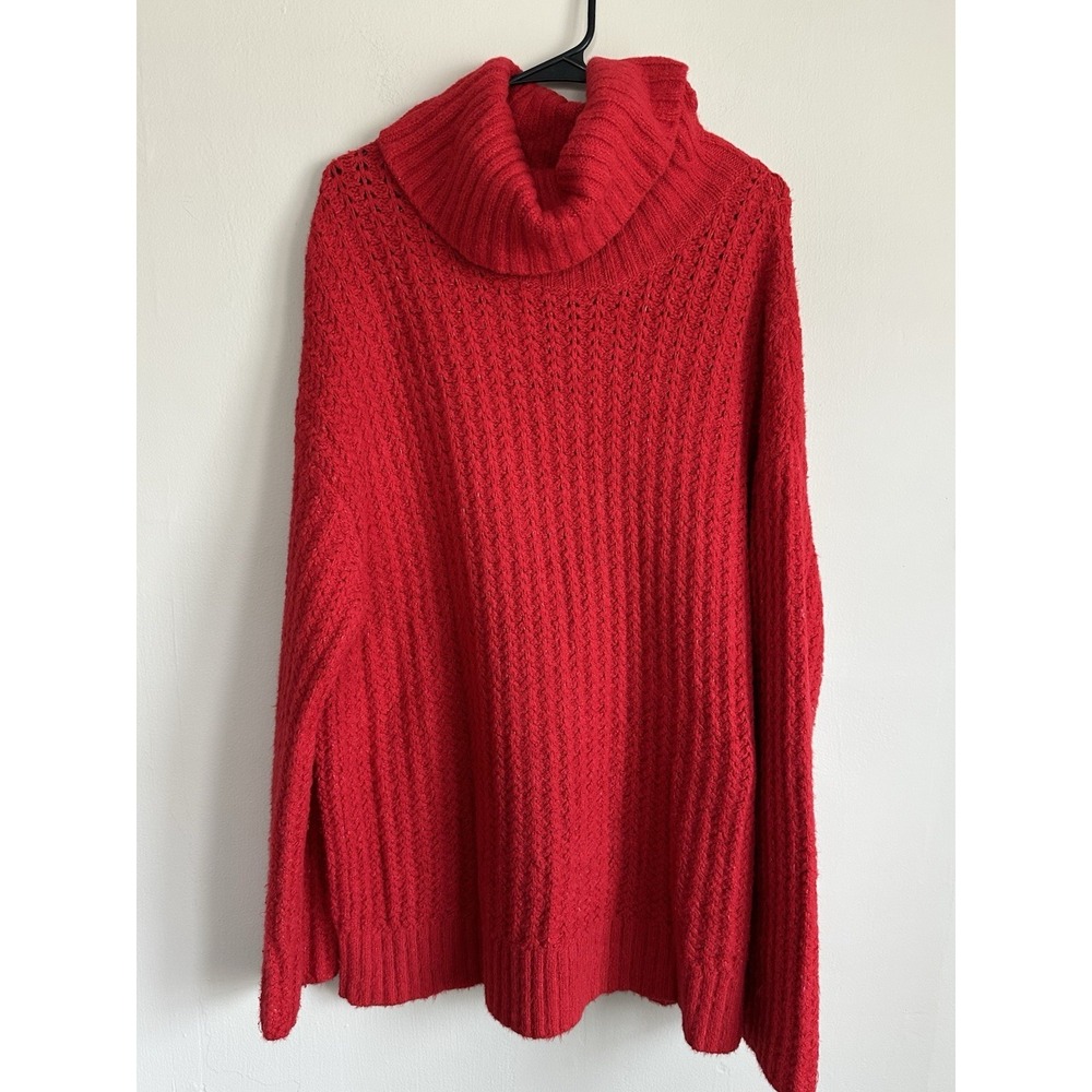 Anthropologie‎ Maeve Oversized Red Chunky Knit Turtleneck Sweater Large/XL